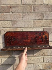 Antique / Vintage Wooden Pipe Stand / Rack German With Hunting Men Design Rare