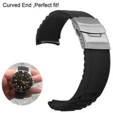 22MM CURVE SILICONE RUBBER STRAP BAND FOR SEIKO 5 SKX007K SKX007J 7S26 BLACK