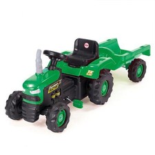 Ride On Tractor with Trailer, Dolu Children's Toy Car, Pedal Operated (Green)