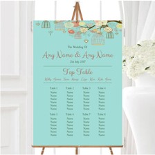 Vintage Shabby Chic Birdcage Turquoise Personalised Wedding Seating Table Plan