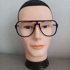 Vintage Men's Pilot Oversized Black Metal Eyeglasses Frames Made In Germany 
