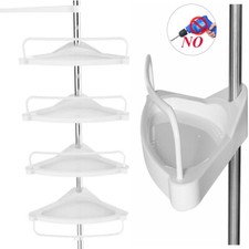 4 TIER CHROME BATH ORGANISER CORNER SHELF UNIT SHOWER CADDY STORAGE RACK