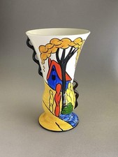 Brian Wood Ceramics Art Deco 20cm Morton Handled Vase - Signed L Oakley