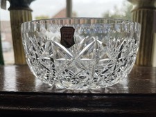 Large Vintage Polish Lead Crystal Hand Cut  Glass Fruit Bowl / Trifle Bowl. VGC