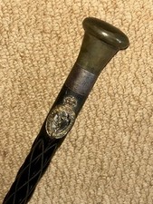 WW2 Military Ebony Walking Stick / Drill Cane - Royal Corps of Signals Emblem