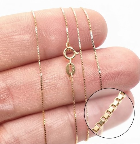 Gold box necklace - box, chain