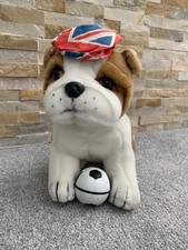 British English Bulldog Plush football, supporter with union flag cap