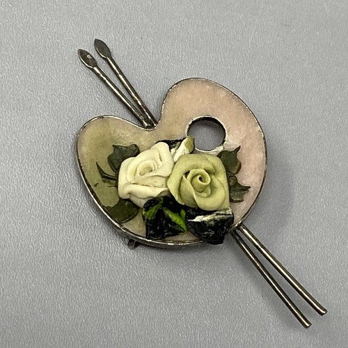 Vintage rose pallet brooch - rose,