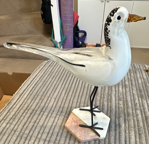 White glass bird - glass, figurine