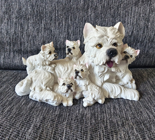 White resin dog puppies - white,
