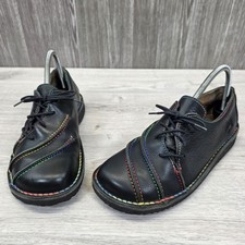 Red Or Dead Unique Side Lace-up Black Leather Rainbow Stitching Shoes UK 8 EU 41