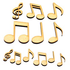 6 x Wooden Large Music Notes