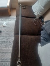 Chrome Effect Tubular Curtain Pole With Decorative Finials