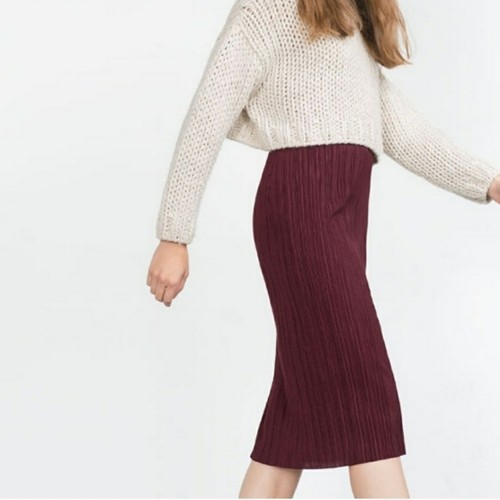 Zara straight pleated burgundy - zara,