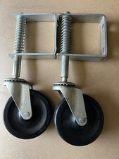 2x Gate Wheel Heavy Duty Spring Loaded Swivel Castor Rubber Wheel Farm Driveway
