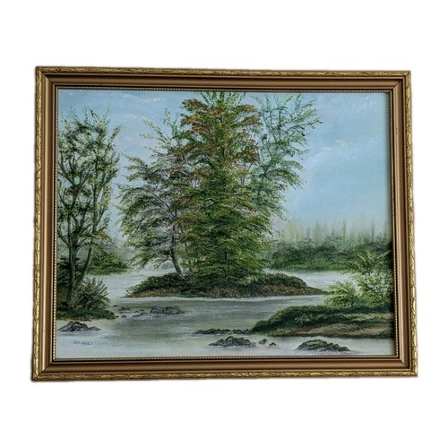 Vintage oil painting landscape - oil,