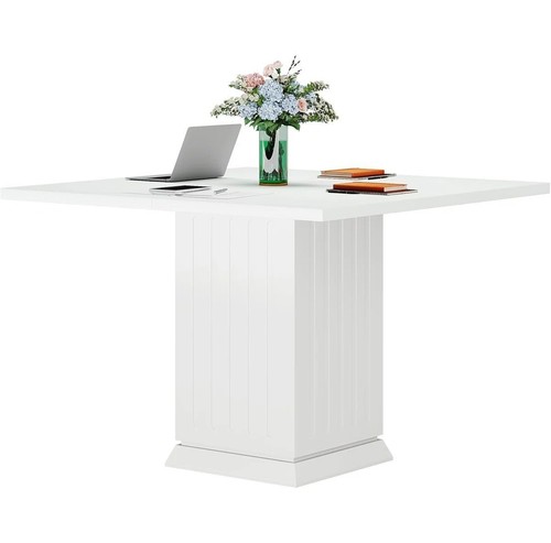 90cm square dining table - table, white