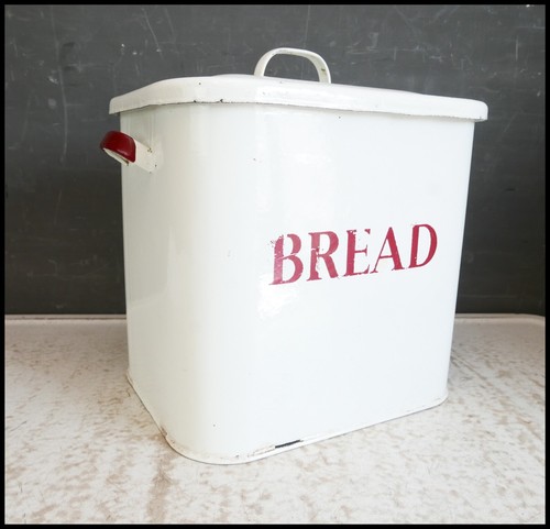 Vintage enamel flour bin red - vintage,