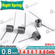 Torsion Spring (pack of 10), 0.8mm Wire diameter, 5mm - 10mm OD, Right spring
