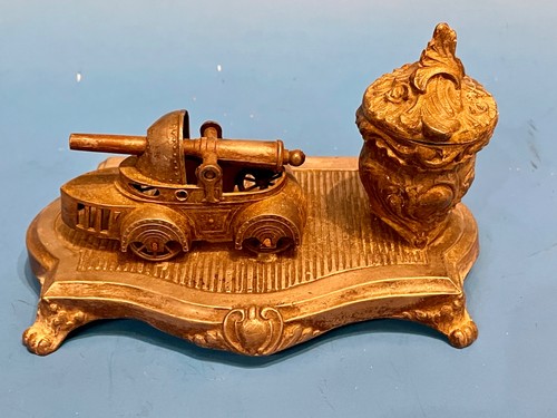 Cast metal inkwell - , with