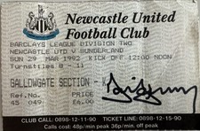 Signed David Kelly Newcastle United v Sunderland Tyne Wear Derby Ticket