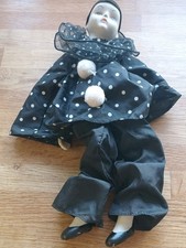 Porcelain Vintage doll Jester 14 inches, Porcelain head hands & feet, cloth body