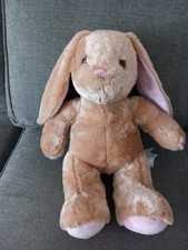 Build A Bear  Brown Bunny Rabbit Plush Soft Toy Pink Ears Ex Con