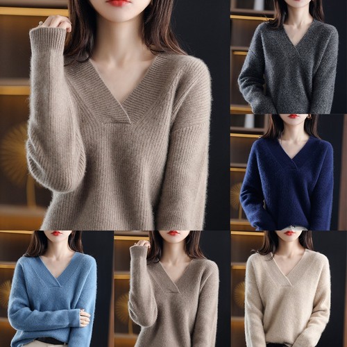 Casual pullover neck sweater - v,