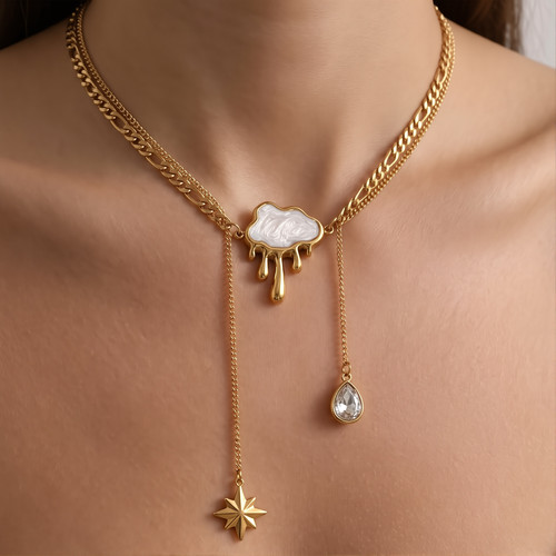Gold celestial necklace - necklace, |