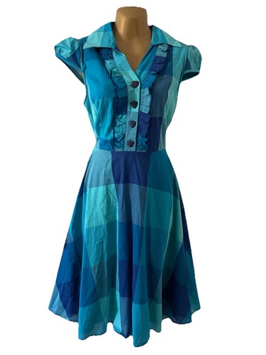 Yellow star dress blue - star, plaid