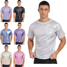 Men's T-Shirt Disco Blouse Party Crop Tops Casual Undershirt Nightclub Holiday