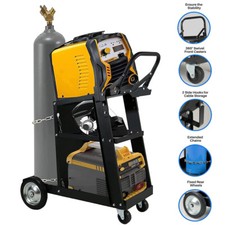 Welding Cart 3-Tier Trolley With Chains MIG TIG Welder 80KG Load Heavy Duty