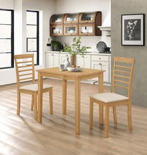 Dining Table Set, Small Solid Wooden Kitchen Table & 2 Chairs in Oak Finish