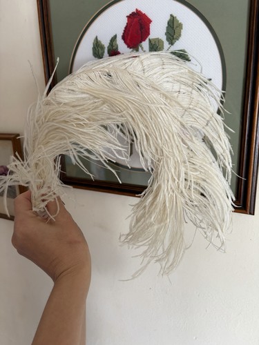 Antique white ostrich feather - antique,