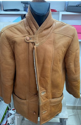 Men brown shearling coat - men's,