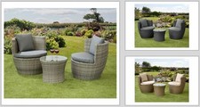 Bottle Bistro Rattan Garden Patio Set Aluminium Stacking + Cushions, 3 Colours