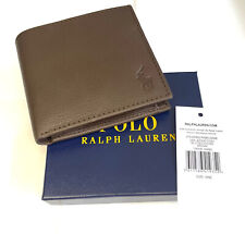 Polo Ralph Lauren Mens Pebble Leather Card&Coin Pocket Bifold Wallet Brown