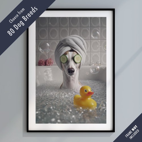 Funny dog bath print - print, –