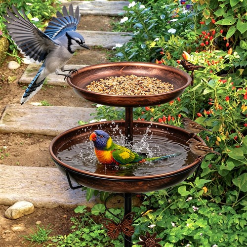 Outdoor garden metal bird bath - garden,
