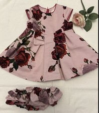 NEW Baby Girls Ted Baker Dress Fancy Floral Dress With Pants Age 3-6 Months