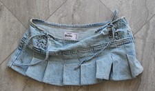 Denim Pleated  micro mini 9"