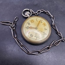 Military Pocket Watch & Chain British Army WWII Mark GSTP Numbered Watch Working