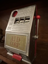 ANTIQUE Vending Slot Machine Metal Cash Coin BANK 1¢, 5¢ & 10¢ Reno Plastic MFG