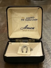 Vintage USA Anson Horseshoe Lucky Tie Pin /Lapel Pin With Chain In Original Box 