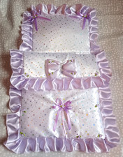 DOLLS PRAM SET SILVER CROSS COACH BUILT OBERON BALMORAL KENSINGTON SEQUIN SATIN