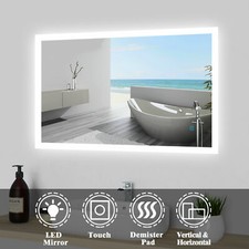 Large Bathroom Wall Mirror with LED Lights,Demister | Touch Sensor | Rectangular