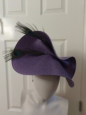 purple large straw fascinator