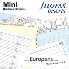 Filofax Mini Organiser Paper Inserts Refills