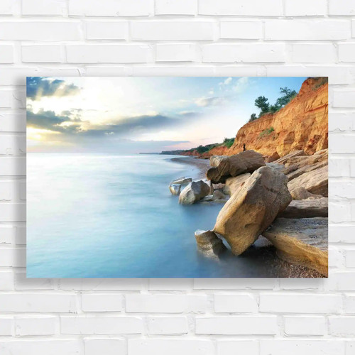 Calm sea next cliffs - calm,