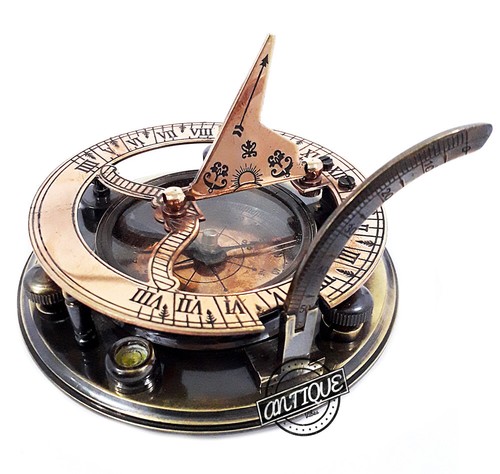 Copper sundial with - copper, compass